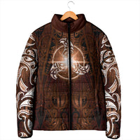New Zealand Matariki Tupuanuku Padded Jacket Maori Moko Brown Galaxy LT05 - Polynesian Pride