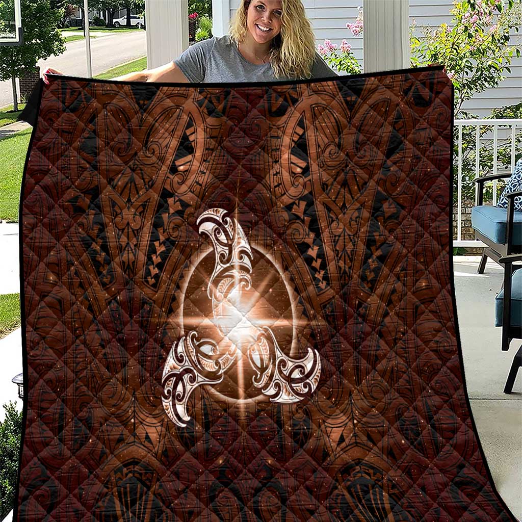 New Zealand Matariki Tupuanuku Quilt Maori Moko Brown Galaxy