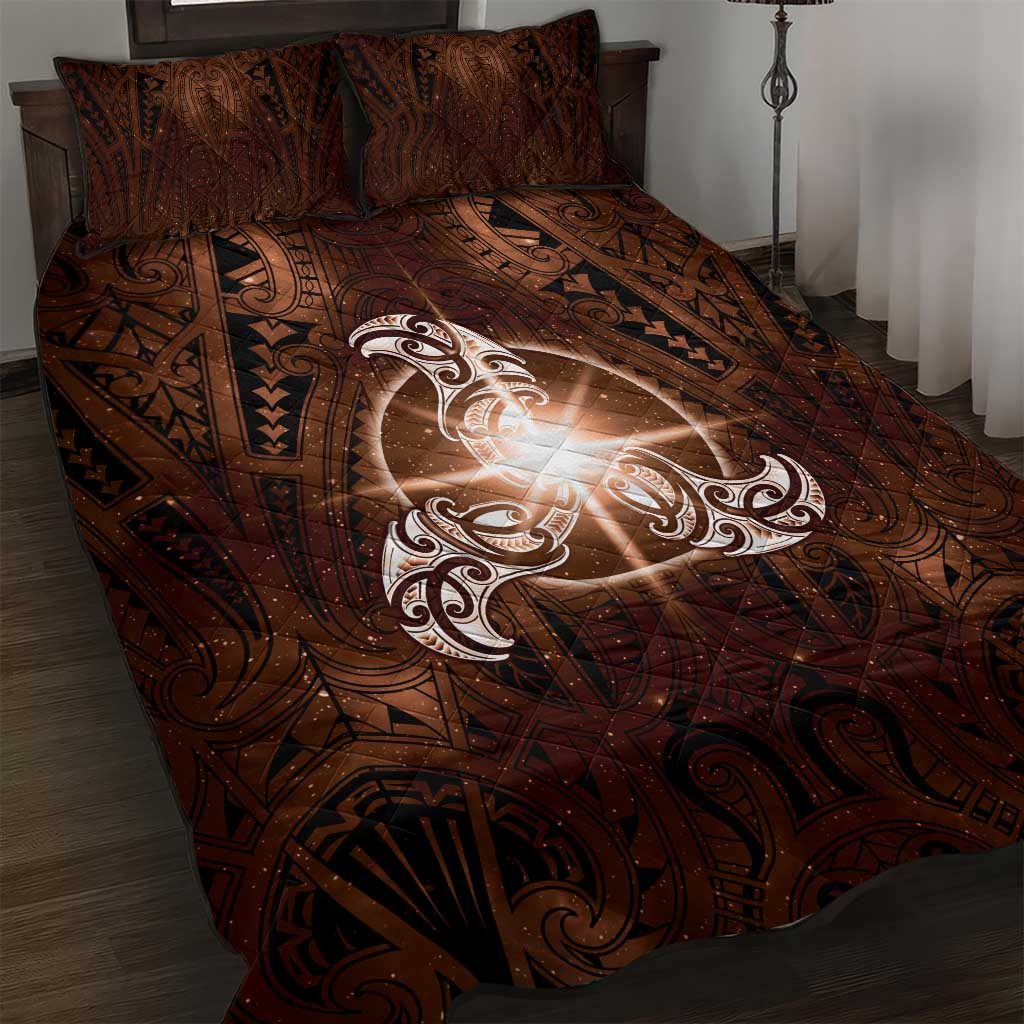 New Zealand Matariki Tupuanuku Quilt Bed Set Maori Moko Brown Galaxy