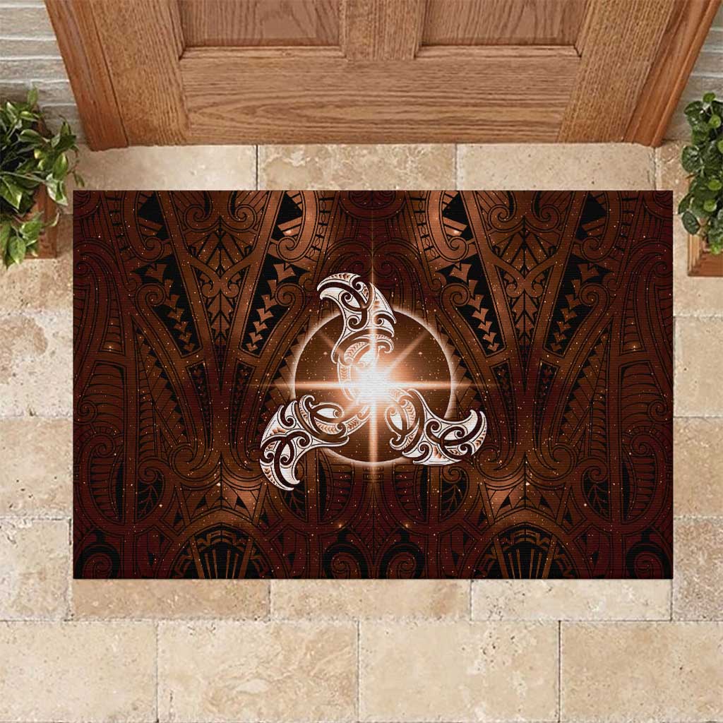New Zealand Matariki Tupuanuku Rubber Doormat Maori Moko Brown Galaxy