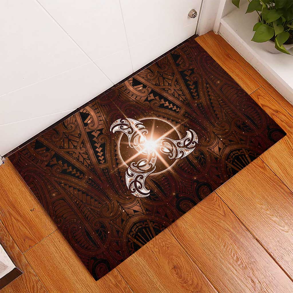 New Zealand Matariki Tupuanuku Rubber Doormat Maori Moko Brown Galaxy LT05 - Polynesian Pride