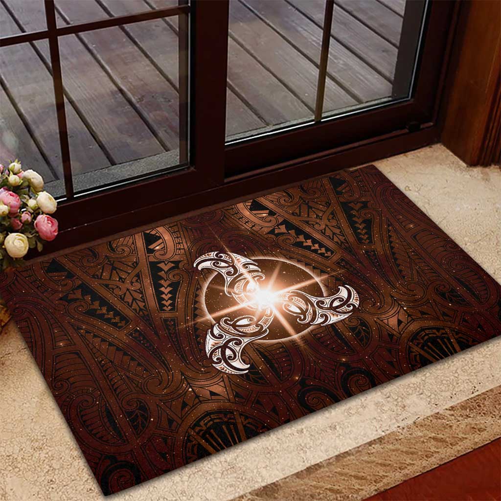 New Zealand Matariki Tupuanuku Rubber Doormat Maori Moko Brown Galaxy LT05 - Polynesian Pride
