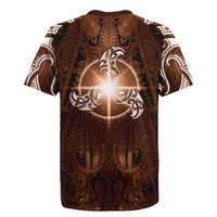 New Zealand Matariki Tupuanuku Rugby Jersey Maori Moko Brown Galaxy LT05 - Polynesian Pride