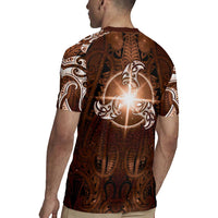 New Zealand Matariki Tupuanuku Rugby Jersey Maori Moko Brown Galaxy LT05 - Polynesian Pride