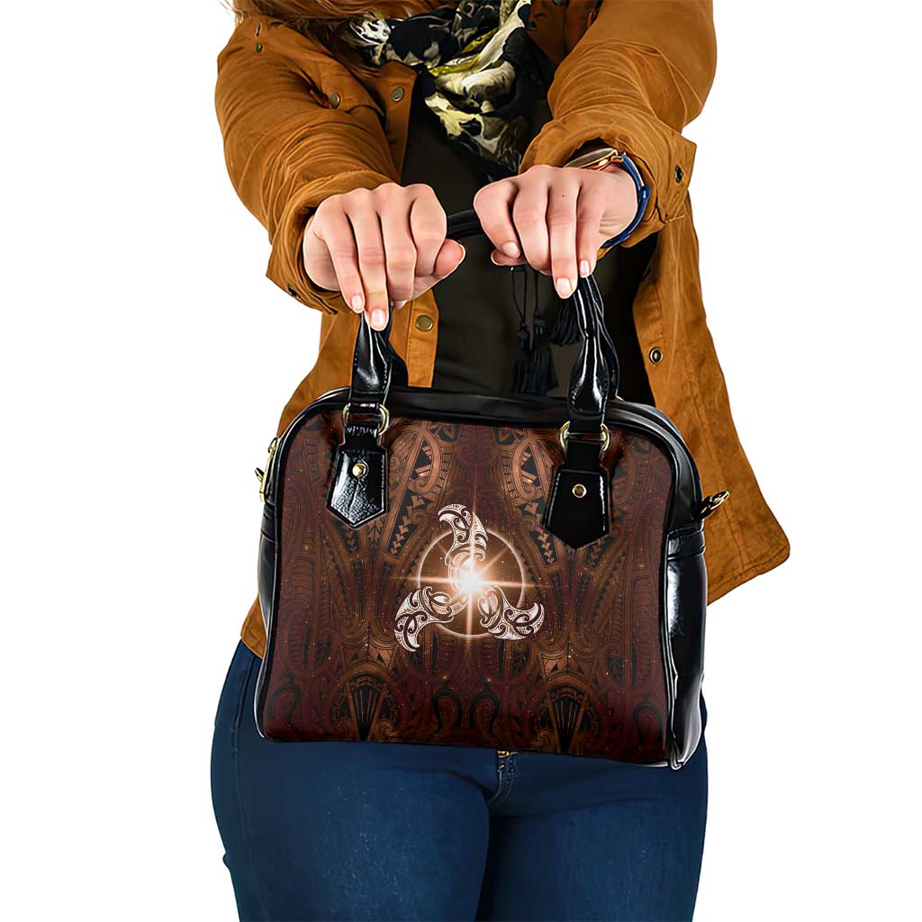 New Zealand Matariki Tupuanuku Shoulder Handbag Maori Moko Brown Galaxy