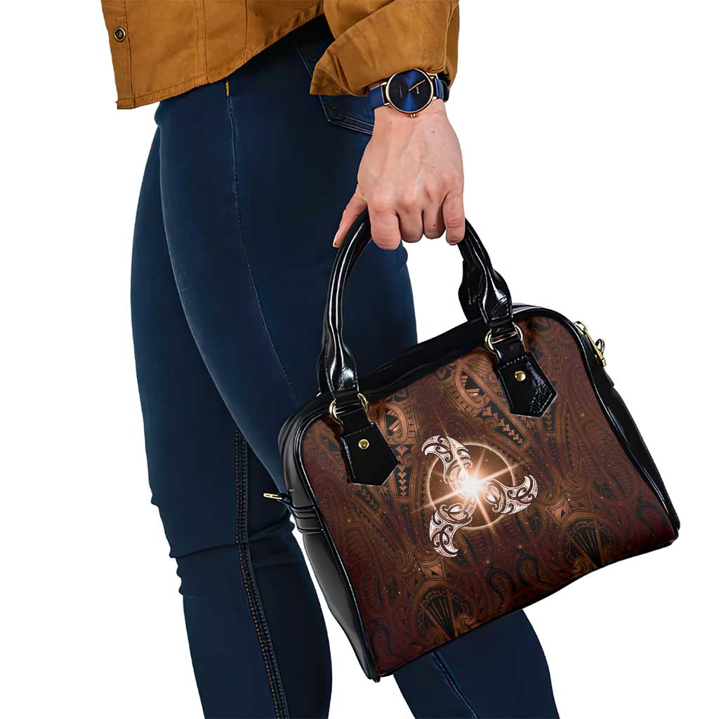 New Zealand Matariki Tupuanuku Shoulder Handbag Maori Moko Brown Galaxy LT05 - Polynesian Pride