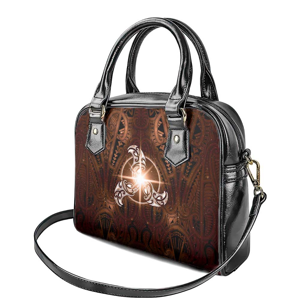 New Zealand Matariki Tupuanuku Shoulder Handbag Maori Moko Brown Galaxy LT05 - Polynesian Pride