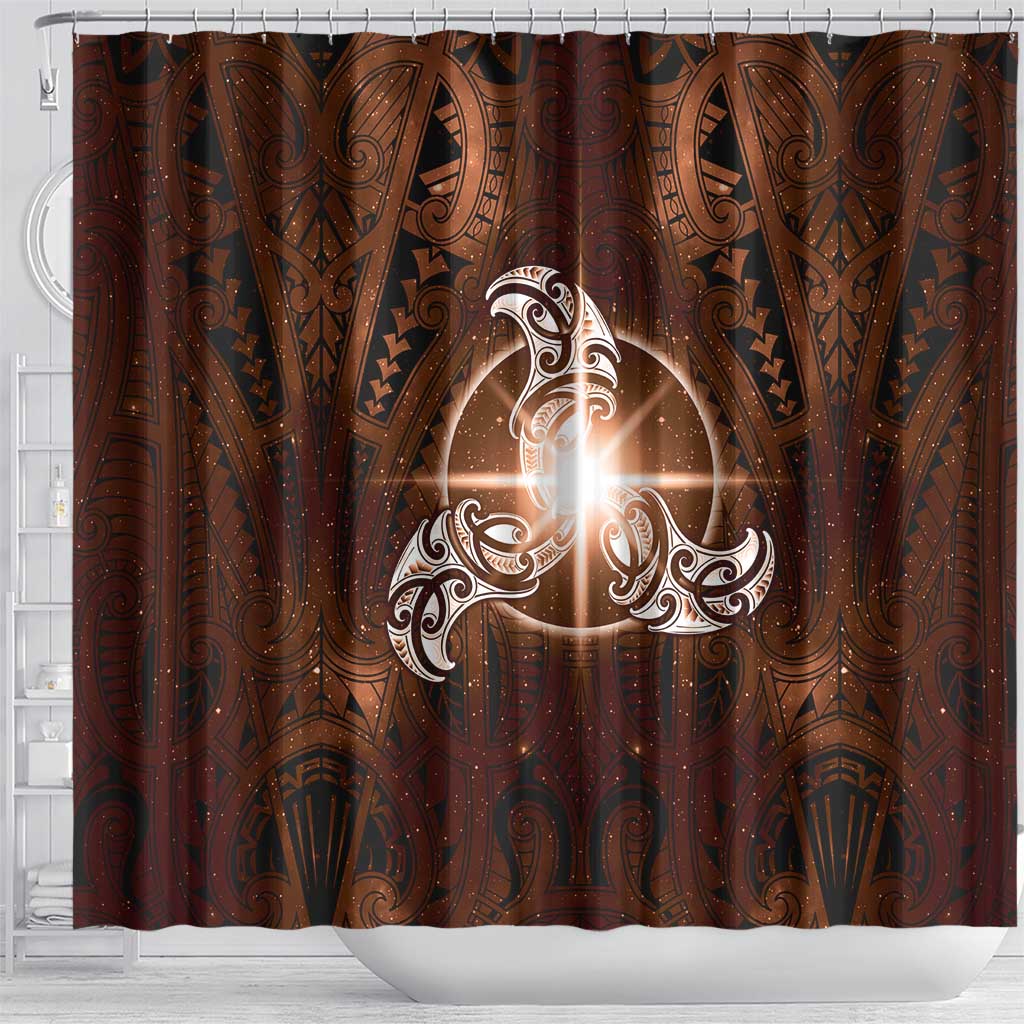 New Zealand Matariki Tupuanuku Shower Curtain Maori Moko Brown Galaxy LT05 - Polynesian Pride