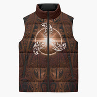 New Zealand Matariki Tupuanuku Sleeveless Puffer Jacket Maori Moko Brown Galaxy LT05 Unisex Brown - Polynesian Pride