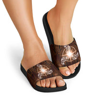 New Zealand Matariki Tupuanuku Slide Sandals Maori Moko Brown Galaxy LT05 - Polynesian Pride