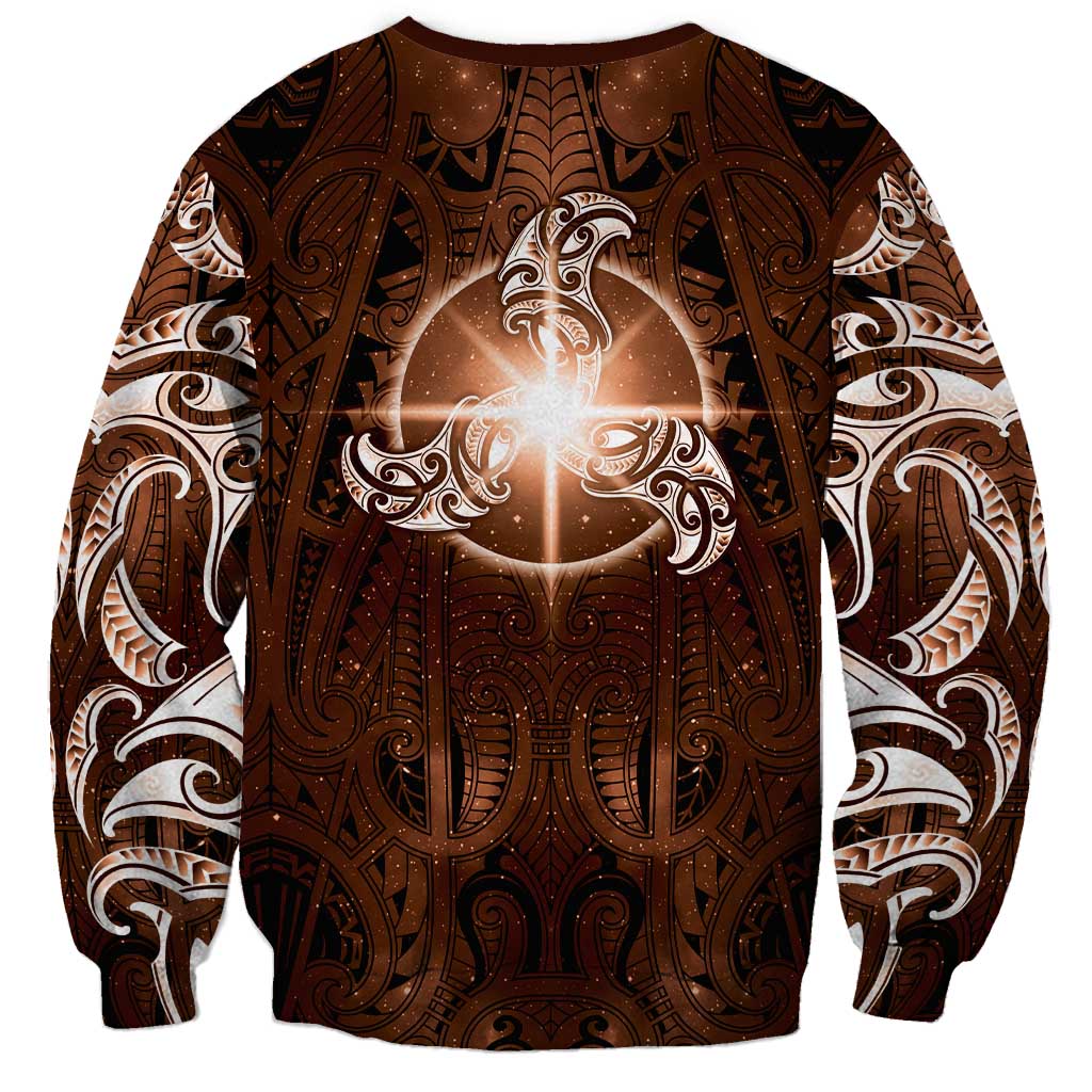 New Zealand Matariki Tupuanuku Sweatshirt Maori Moko Brown Galaxy LT05 - Polynesian Pride