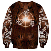 New Zealand Matariki Tupuanuku Sweatshirt Maori Moko Brown Galaxy LT05 - Polynesian Pride