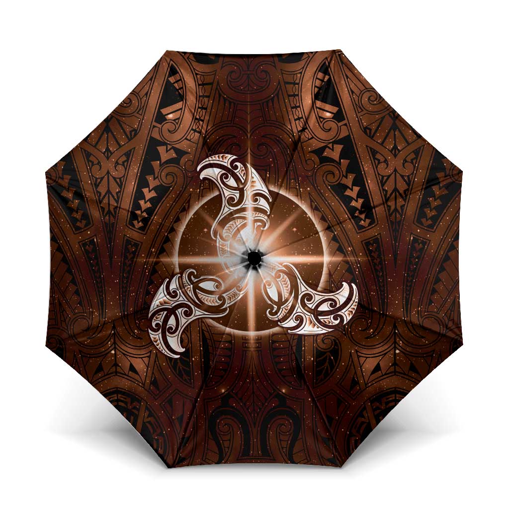 New Zealand Matariki Tupuanuku Umbrella Maori Moko Brown Galaxy