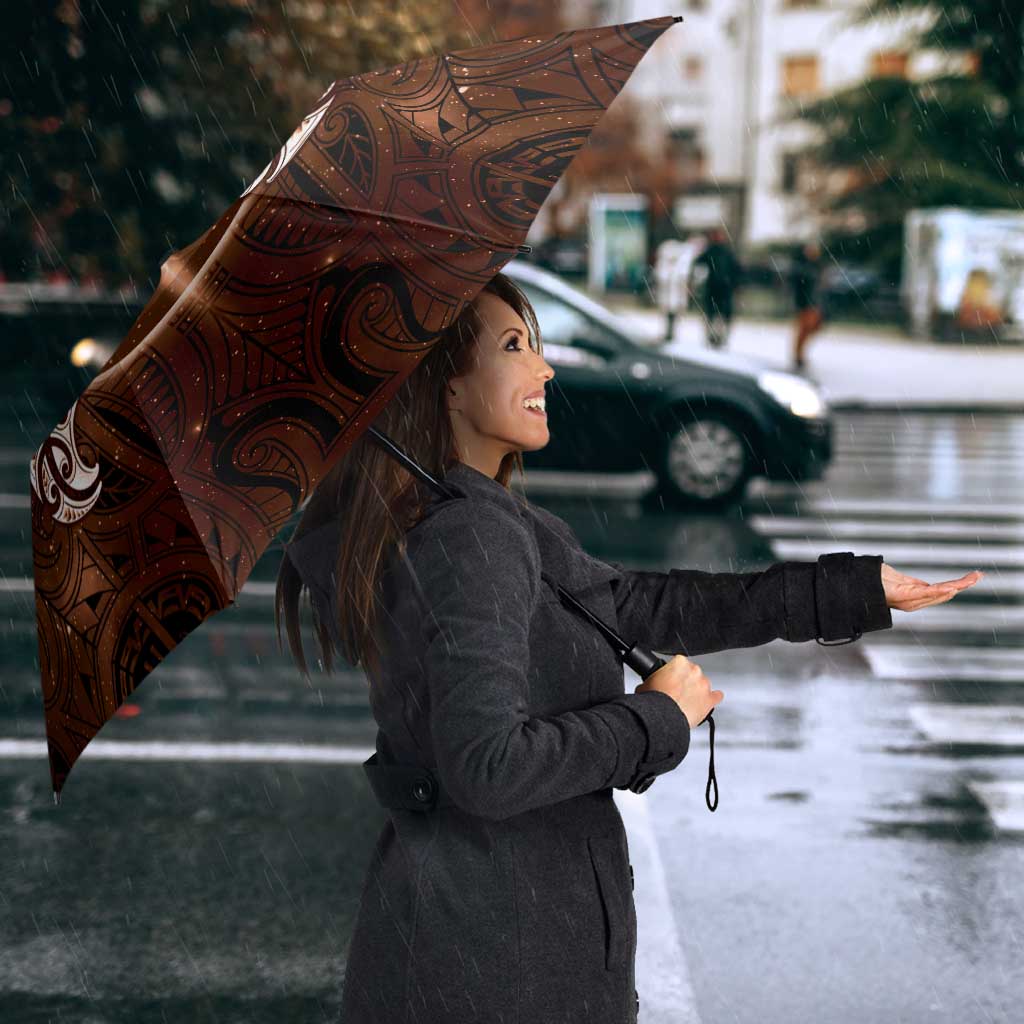 New Zealand Matariki Tupuanuku Umbrella Maori Moko Brown Galaxy LT05 - Polynesian Pride