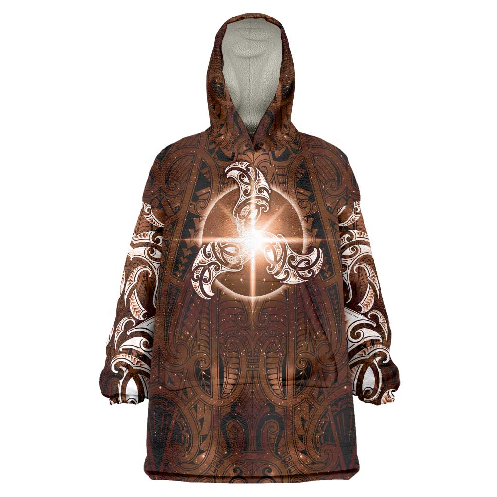 New Zealand Matariki Tupuanuku Wearable Blanket Hoodie Maori Moko Brown Galaxy