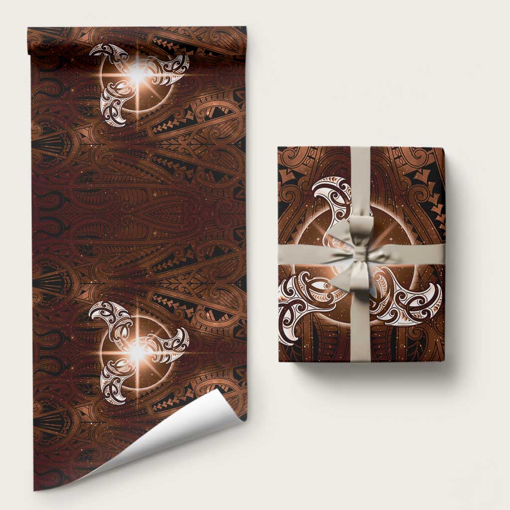 New Zealand Matariki Tupuanuku Wrapping Paper Maori Moko Brown Galaxy