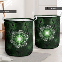 New Zealand Matariki Tupuarangi Laundry Basket Maori Moko Green Galaxy LT05 - Polynesian Pride