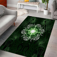 New Zealand Matariki Tupuarangi Area Rug Maori Moko Green Galaxy