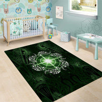New Zealand Matariki Tupuarangi Area Rug Maori Moko Green Galaxy