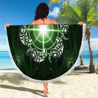 New Zealand Matariki Tupuarangi Beach Blanket Maori Moko Green Galaxy LT05 - Polynesian Pride