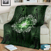 New Zealand Matariki Tupuarangi Blanket Maori Moko Green Galaxy LT05 - Polynesian Pride