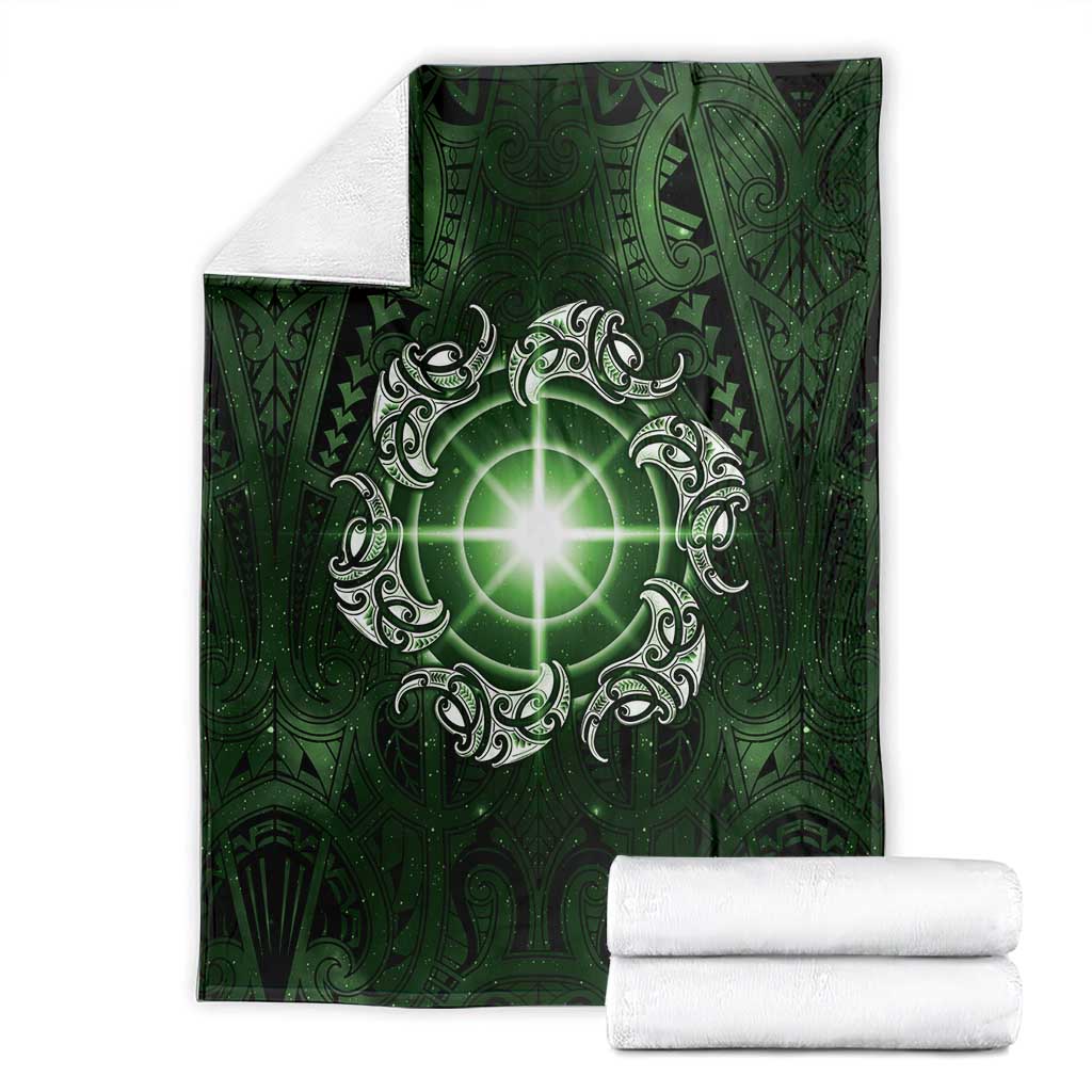 New Zealand Matariki Tupuarangi Blanket Maori Moko Green Galaxy LT05 - Polynesian Pride