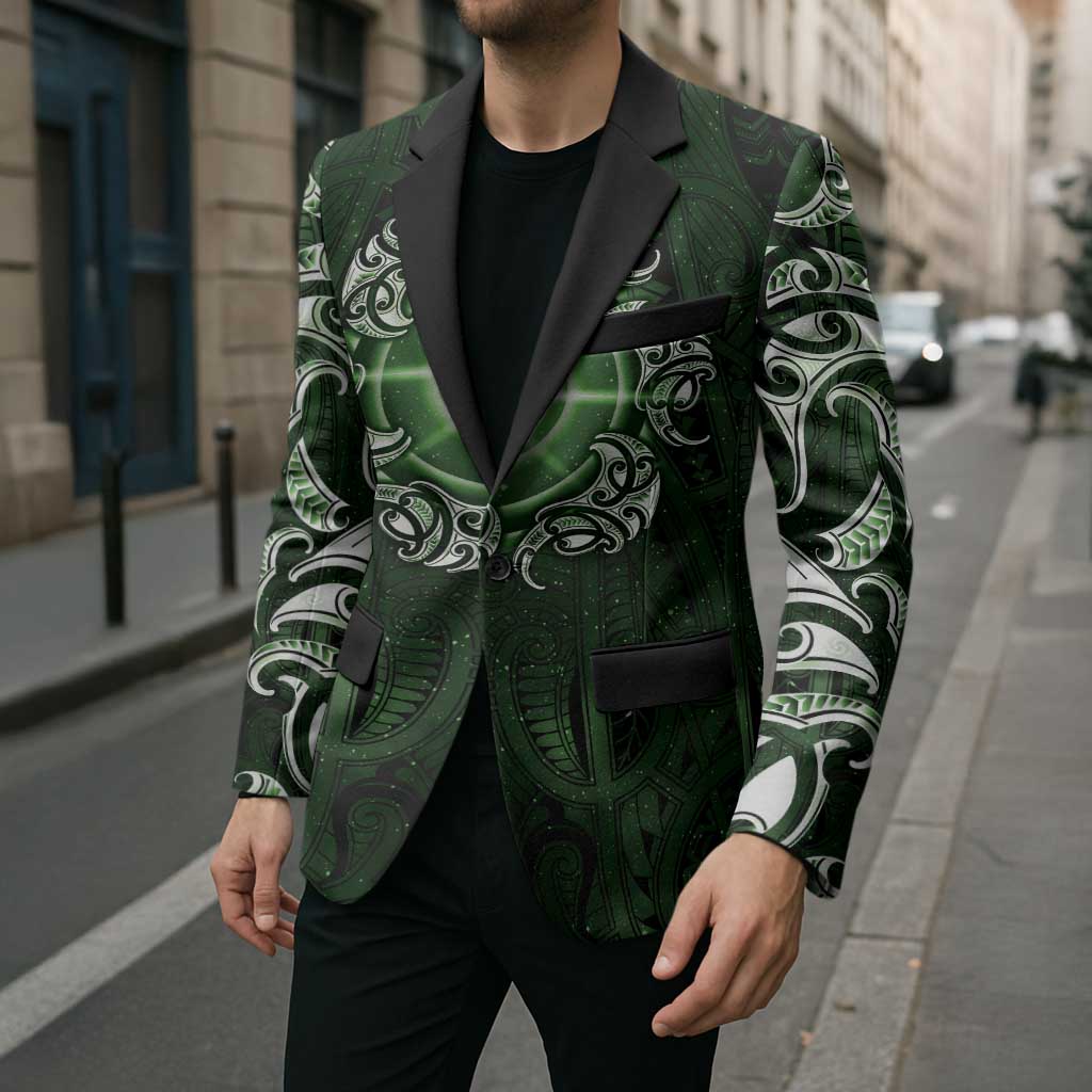 New Zealand Matariki Tupuarangi Blazer Maori Moko Green Galaxy LT05 - Polynesian Pride