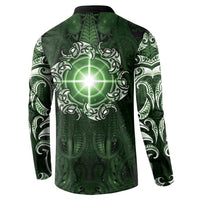 New Zealand Matariki Tupuarangi Button Sweatshirt Maori Moko Green Galaxy LT05 - Polynesian Pride