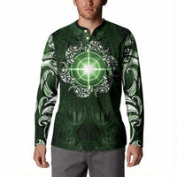 New Zealand Matariki Tupuarangi Button Sweatshirt Maori Moko Green Galaxy LT05 - Polynesian Pride