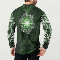 New Zealand Matariki Tupuarangi Button Sweatshirt Maori Moko Green Galaxy LT05 - Polynesian Pride