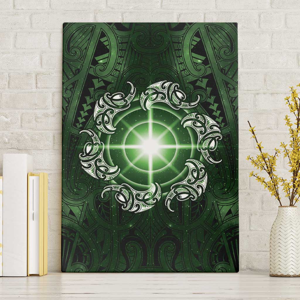 New Zealand Matariki Tupuarangi Canvas Wall Art Maori Moko Green Galaxy LT05 Without Frame Green - Polynesian Pride