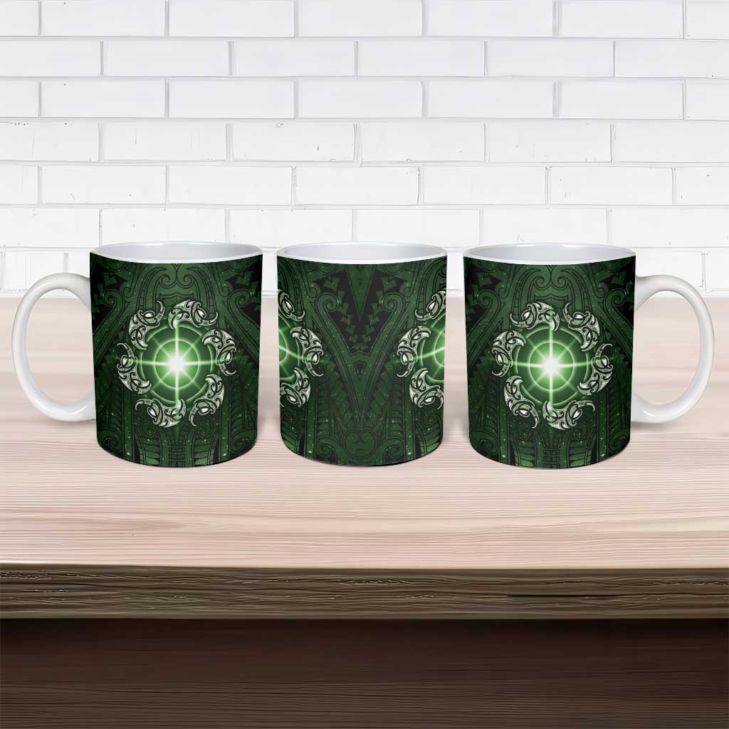 New Zealand Matariki Tupuarangi Ceramic Mug Maori Moko Green Galaxy LT05 - Polynesian Pride