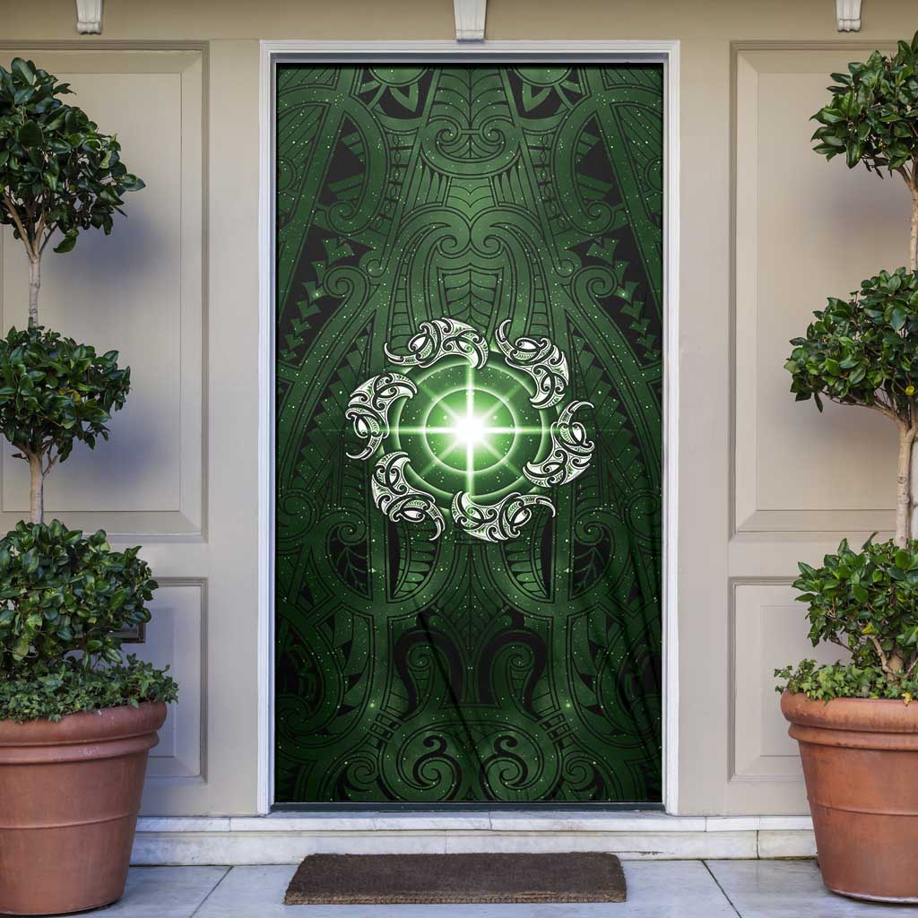 New Zealand Matariki Tupuarangi Door Cover Maori Moko Green Galaxy