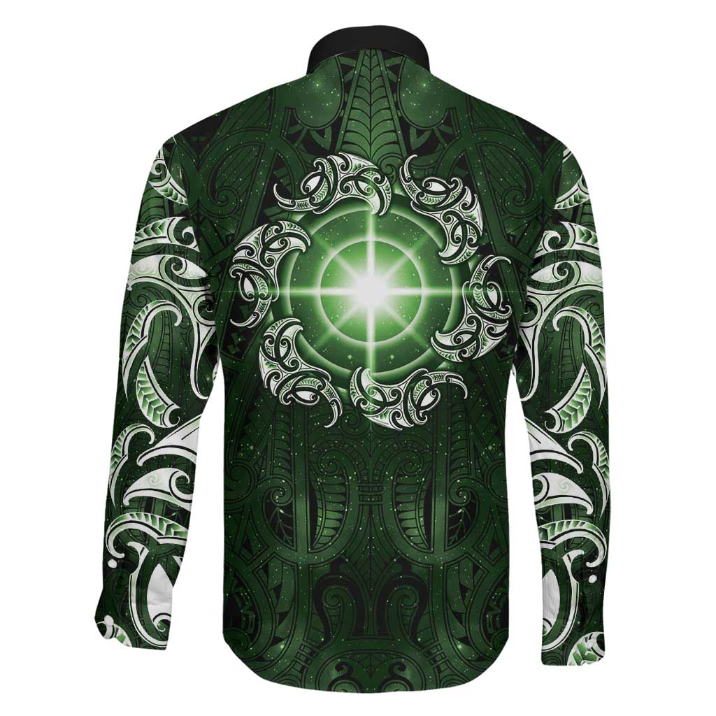 New Zealand Matariki Tupuarangi Family Matching Mermaid Dress and Hawaiian Shirt Maori Moko Green Galaxy