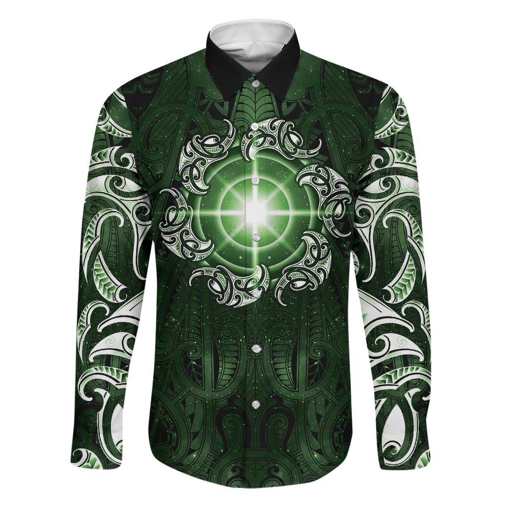 New Zealand Matariki Tupuarangi Family Matching Puletasi and Hawaiian Shirt Maori Moko Green Galaxy