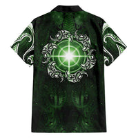 New Zealand Matariki Tupuarangi Family Matching Summer Maxi Dress and Hawaiian Shirt Maori Moko Green Galaxy