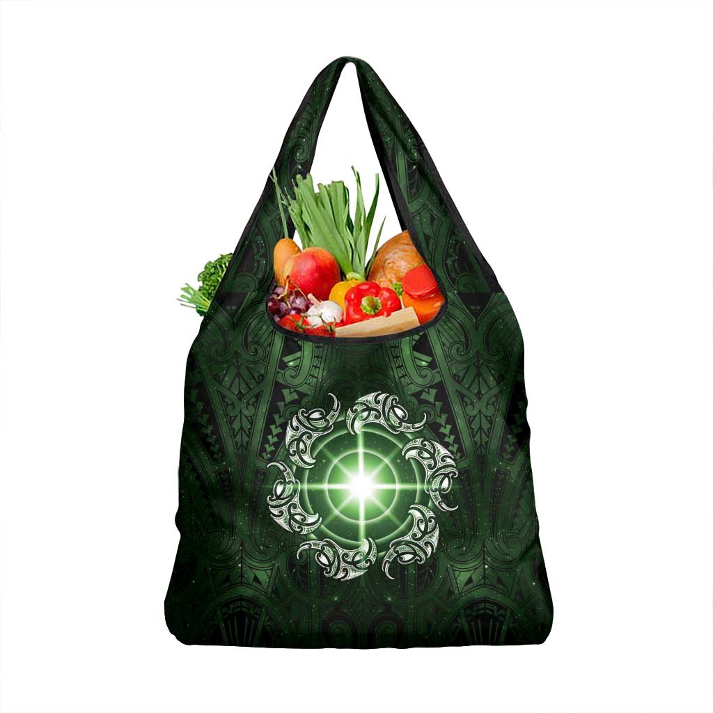 New Zealand Matariki Tupuarangi Grocery Bag Maori Moko Green Galaxy LT05 1-pack One Size Green - Polynesian Pride
