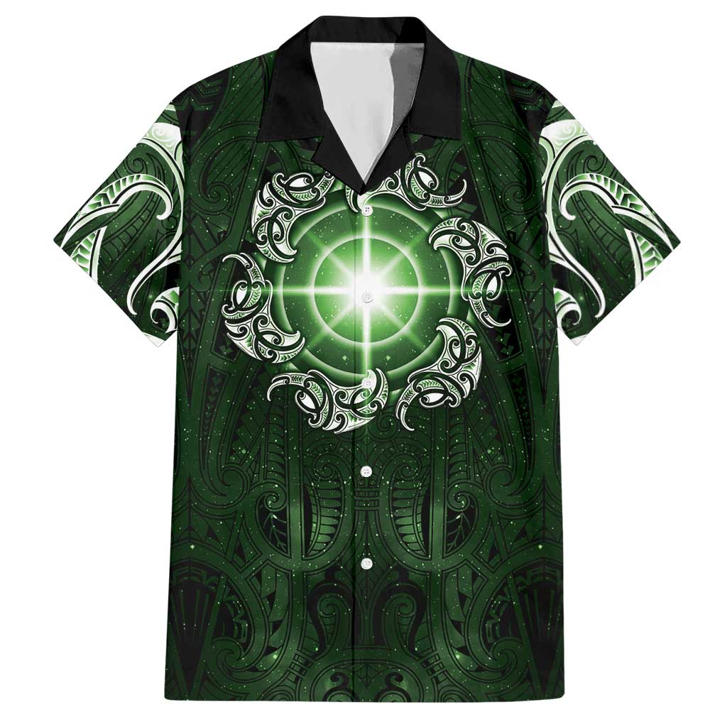 New Zealand Matariki Tupuarangi Hawaiian Shirt Maori Moko Green Galaxy