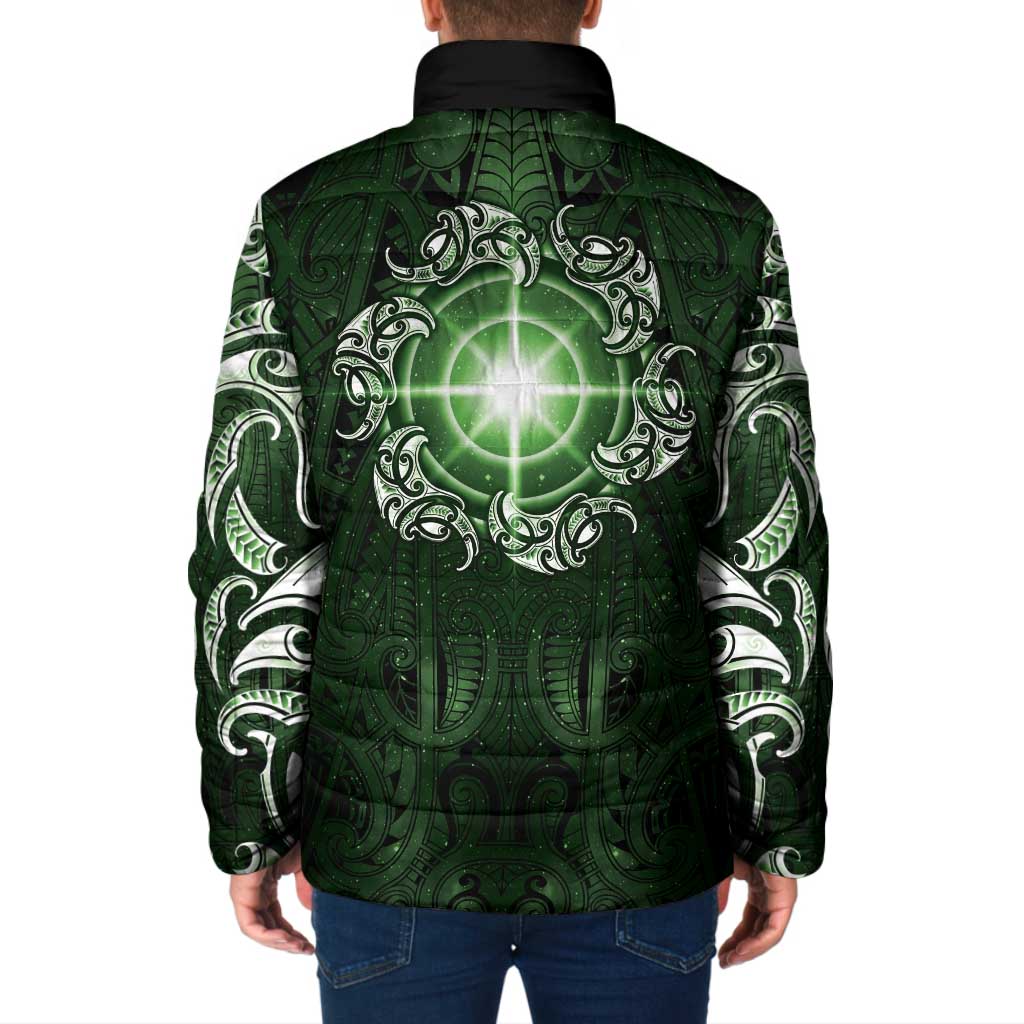 New Zealand Matariki Tupuarangi Padded Jacket Maori Moko Green Galaxy LT05 - Polynesian Pride