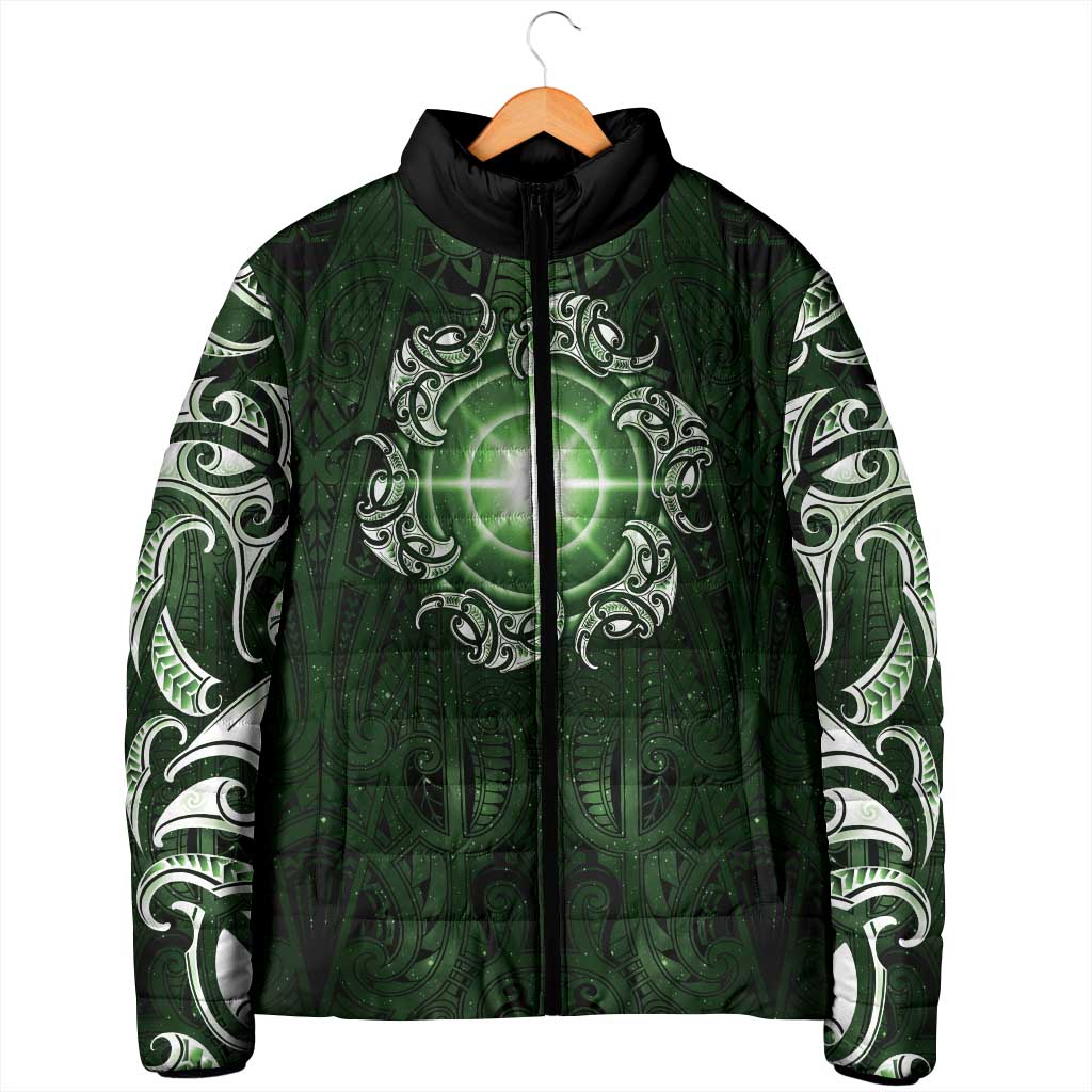 New Zealand Matariki Tupuarangi Padded Jacket Maori Moko Green Galaxy LT05 - Polynesian Pride