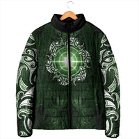 New Zealand Matariki Tupuarangi Padded Jacket Maori Moko Green Galaxy LT05 - Polynesian Pride