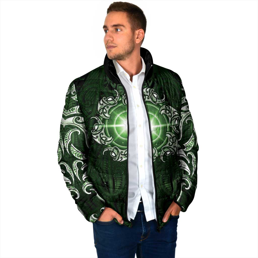 New Zealand Matariki Tupuarangi Padded Jacket Maori Moko Green Galaxy LT05 - Polynesian Pride