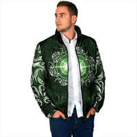 New Zealand Matariki Tupuarangi Padded Jacket Maori Moko Green Galaxy LT05 - Polynesian Pride