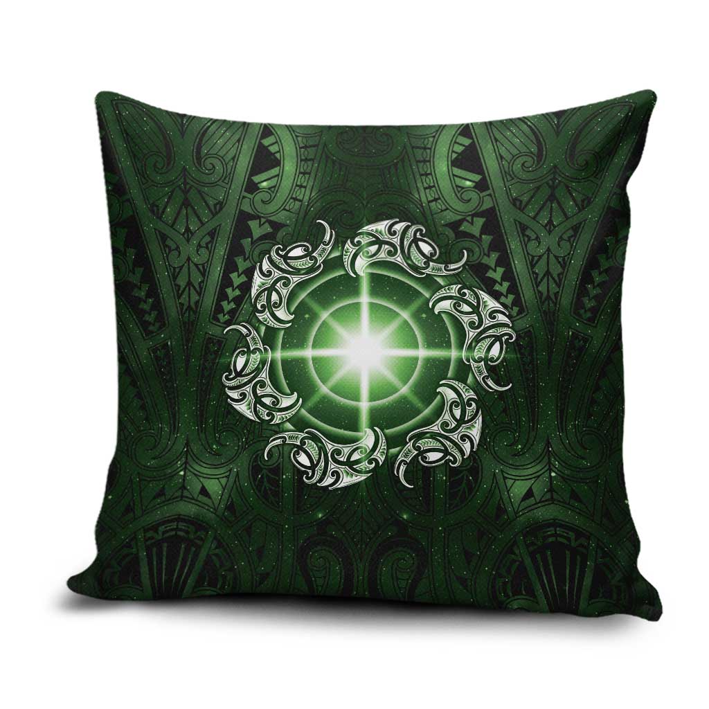 New Zealand Matariki Tupuarangi Pillow Cover Maori Moko Green Galaxy LT05 Green - Polynesian Pride