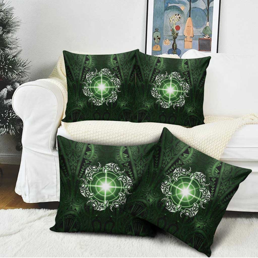 New Zealand Matariki Tupuarangi Pillow Cover Maori Moko Green Galaxy LT05 - Polynesian Pride
