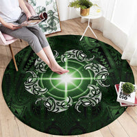 New Zealand Matariki Tupuarangi Round Carpet Maori Moko Green Galaxy LT05 - Polynesian Pride
