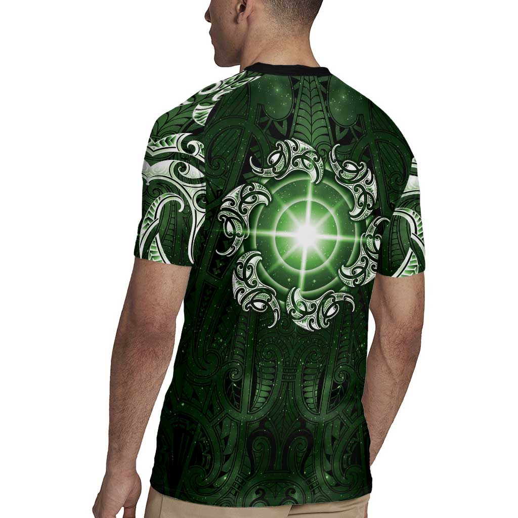 New Zealand Matariki Tupuarangi Rugby Jersey Maori Moko Green Galaxy LT05 - Polynesian Pride