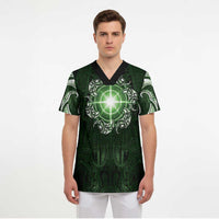 New Zealand Matariki Tupuarangi Scrub Top Maori Moko Green Galaxy LT05 - Polynesian Pride