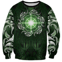 New Zealand Matariki Tupuarangi Sweatshirt Maori Moko Green Galaxy