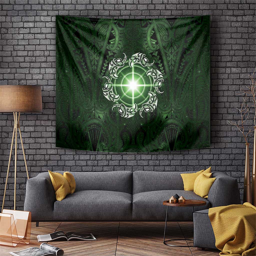New Zealand Matariki Tupuarangi Tapestry Maori Moko Green Galaxy LT05 Green - Polynesian Pride